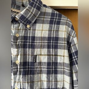 Barbour Tailored Fit Plaid Linen & Cotton Button-Down Shirt
